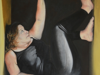 Opgesloten, olieverf 60x60 cm